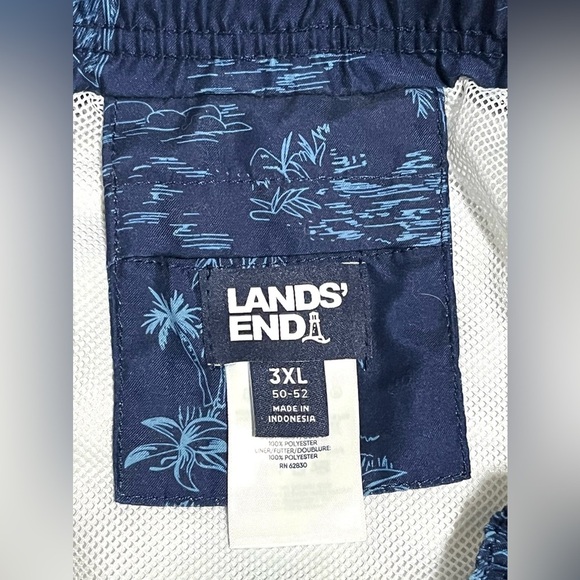 Land’s End Blue Tropical Print Men’s Swim Trunks Pockets Shorts Size 3XL 50-52 - Picture 10 of 16